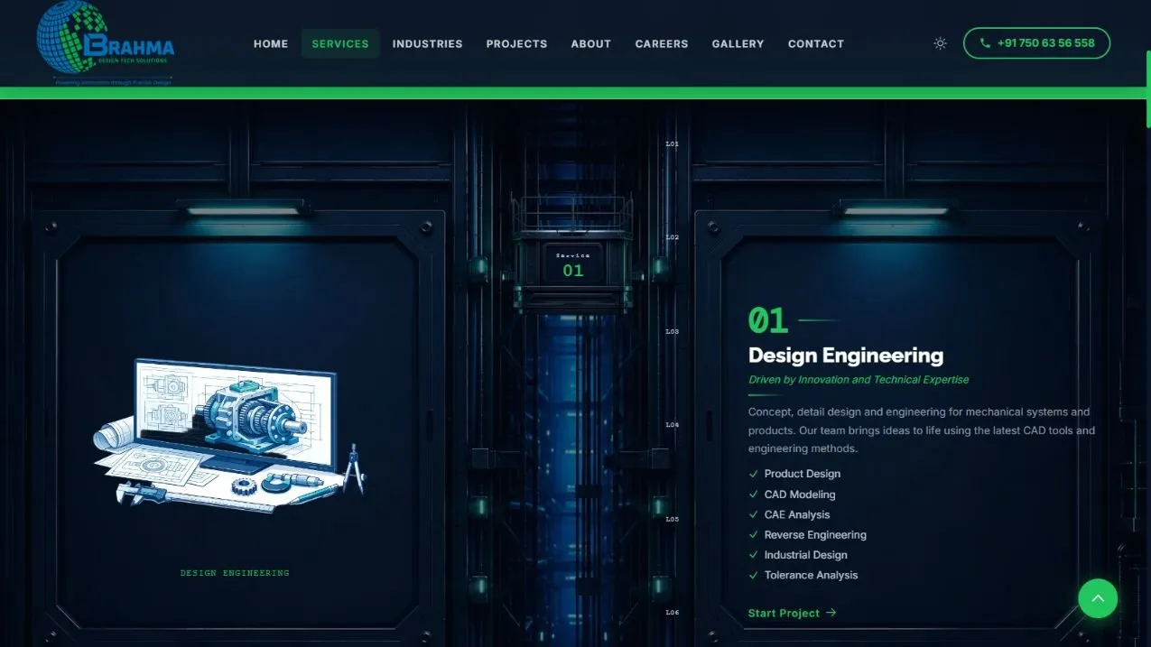 Brahma Design Tech services website